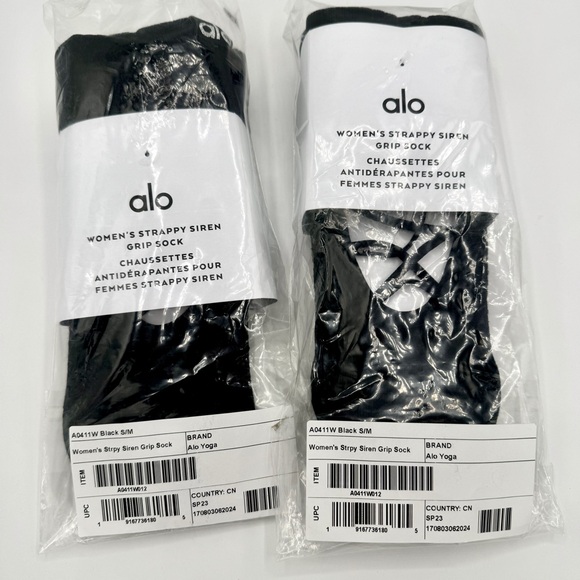 NWT Alo Strappy Siren Grip Socks Black Ballet Barre Pilates Brand New ONE PAIR - Picture 10 of 16